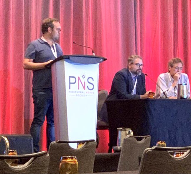 Arnaud Jacquier, talented postdoc presents for the first time novel SMA/CMS clinical picture caused by agrin mutations at PNS 2022 Miami <a href="/CHUdeLyon/">HCL - Hospices Civils de Lyon</a> <a href="/iNeuroMyoGene/">InstitutNeuroMyoGène</a>