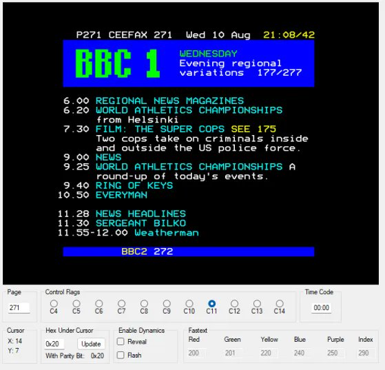 grim_fandango's tweet photo. Found a service from 1983(!) which has Fastext links in it, &amp; shows how early Fastext was being developed.  There are no link labels but a modern set would direct you to the linked pages if you pressed the Fastext buttons. Note the index link and secret fifth button link (purple) https://t.co/uJq127SZtT