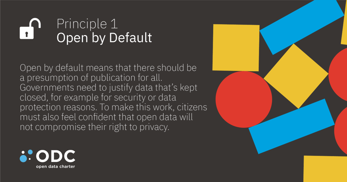 opendatacharter's tweet photo. Or if you're not yet familiar with the #opendatacharter and our work, we'll be posting a series of Twitter card threads all this week that will explain the shared set of principles we're guided by that help governments and organisations open up their data: https://t.co/LXBxHPXho3