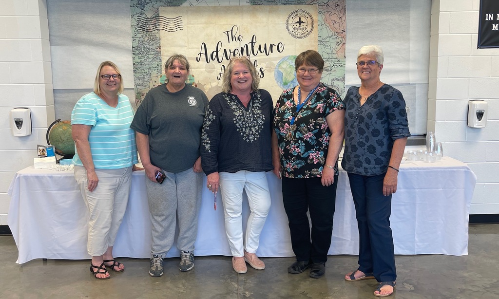 PanthersMce's tweet photo. Join us in wishing our retirees the very best. Their service to MCE has been exceptional and they will be missed. From left to right, Rhonda Agee, Joyce Squires, Michelle Sechler, Rita Shadwick and Nancy Vance. #makeanimpactMCE #mcealwayslearning #PantherNation https://t.co/Eb8jrNdKZg