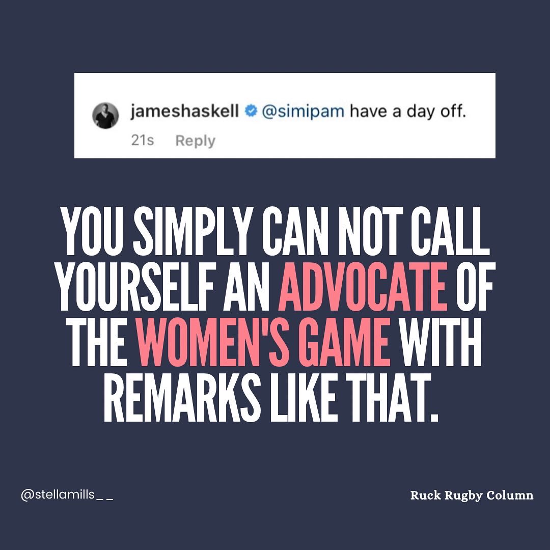 Stella Mills l SPORT (@stellamills__) on Twitter photo The silence of so called male allies in the womenโs rugby space after this comment is deafening ๐
James, if you want to make some real change in this game, my DMโs are always open, you just need to unblock me first ๐
Full column and thoughts โฌ๏ธ
๐ bit.ly/3Pi7qg1 The silence of so called male allies in the womenโs rugby space after this comment is deafening ๐
James, if you want to make some real change in this game, my DMโs are always open, you just need to unblock me first ๐
Full column and thoughts โฌ๏ธ
๐ bit.ly/3Pi7qg1