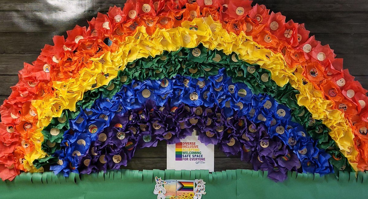 sd61schools's tweet photo. Schools across SD61 are celebrating rainbow week! It is a time for schools to celebrate gender diversity and inclusion while showcasing how they create safe and welcoming spaces for all LGBTQTS+ and gender diverse students. Check out the artwork on display at Cloverdale! https://t.co/veYtZK0xbY