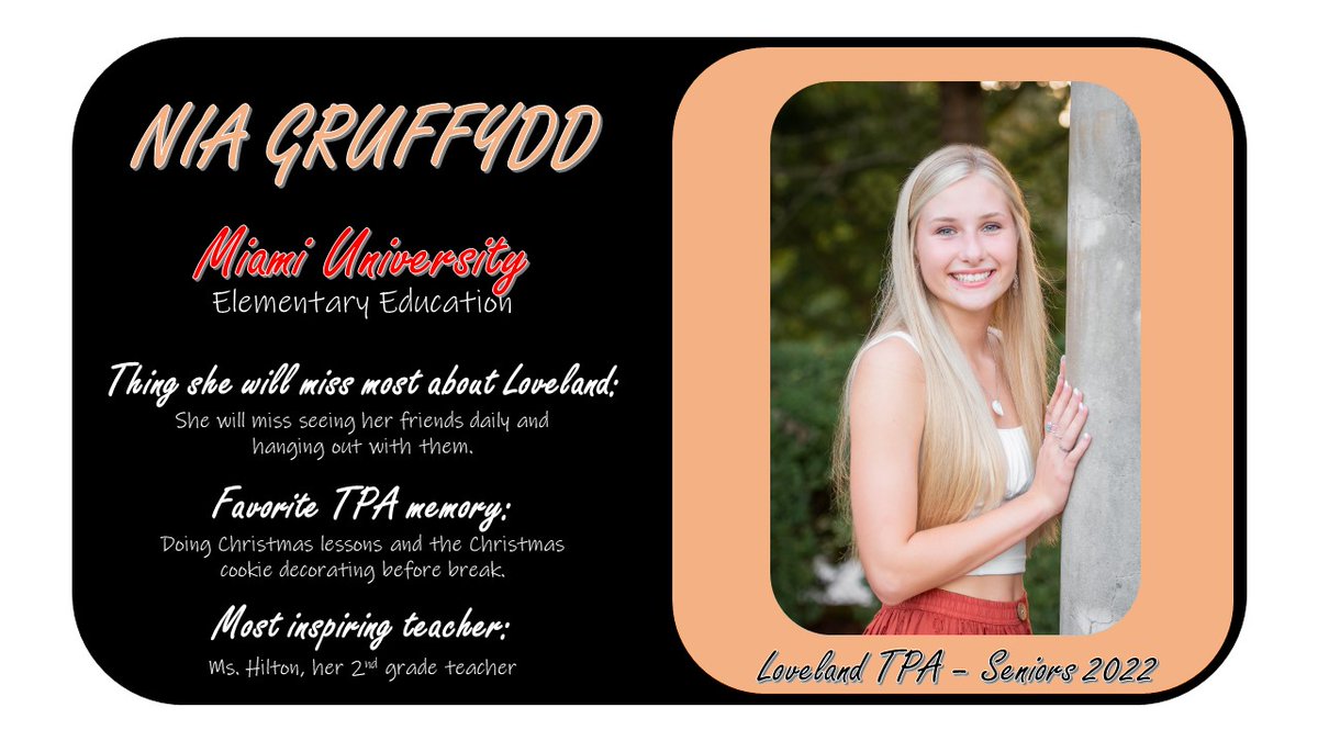 TPALoveland's tweet photo. TPA Senior Spotlight: Nia Gruffyd https://t.co/q9sKnxqUkZ