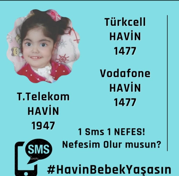 Havin bebeğe hiç olmazsa bir SMS mesajla ses ve nefes olalım #HavinBebekYaşasın