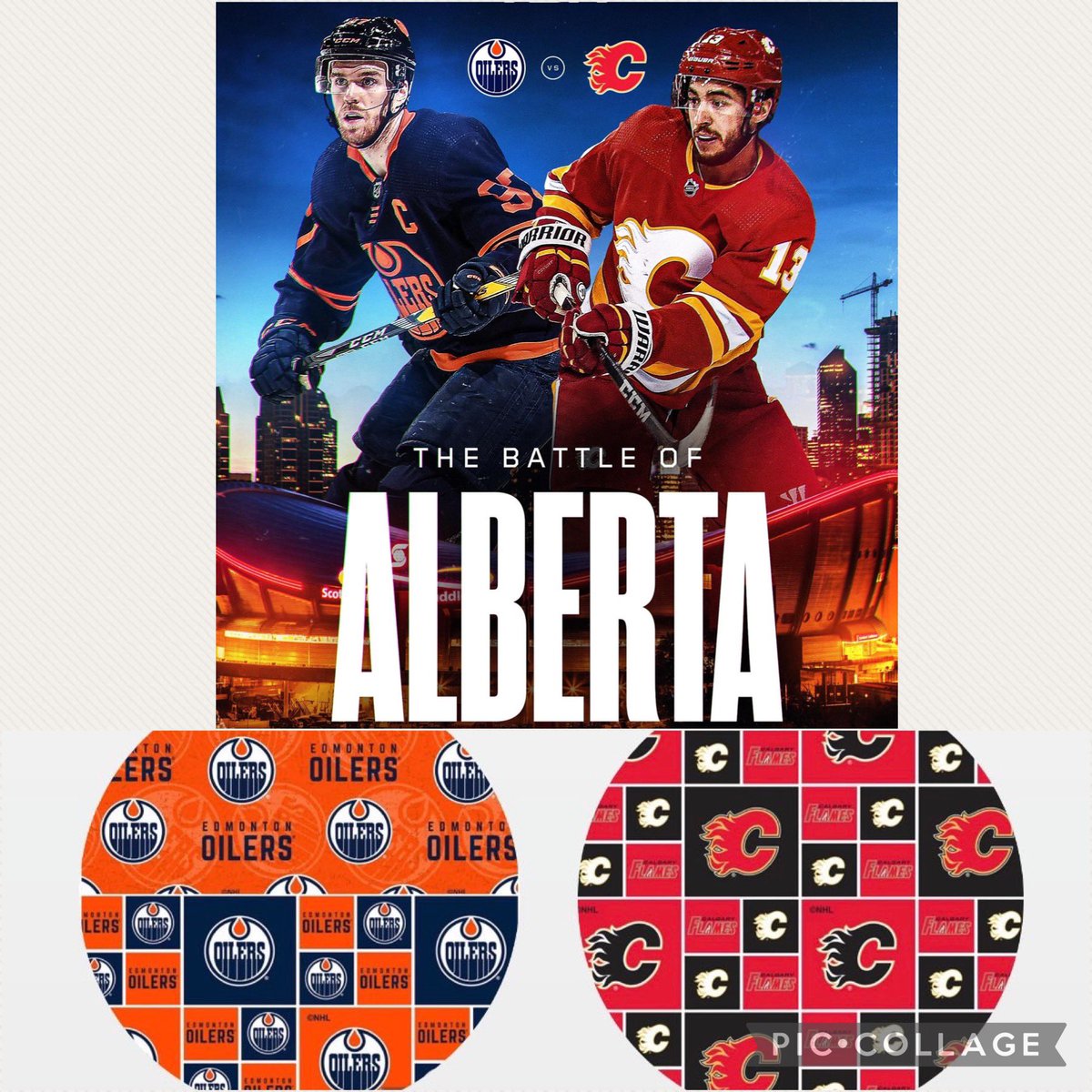Battle of Alberta! 🏒 

<a href="/edmontonoilers/">Edmonton Oilers</a> &amp; <a href="/nhlflames/">Calgary Flames</a> Pet Bandanas available on our website. 

pinkculturedesigns.com/shop/ols/categ…

#yeg #edmonton #sherwoodpark #calgary #alberta #yyc #dog #dogbandana #edmontonoilers #oilers #calgaryflames #flames #battleofalberta #hockey #letsgooilers