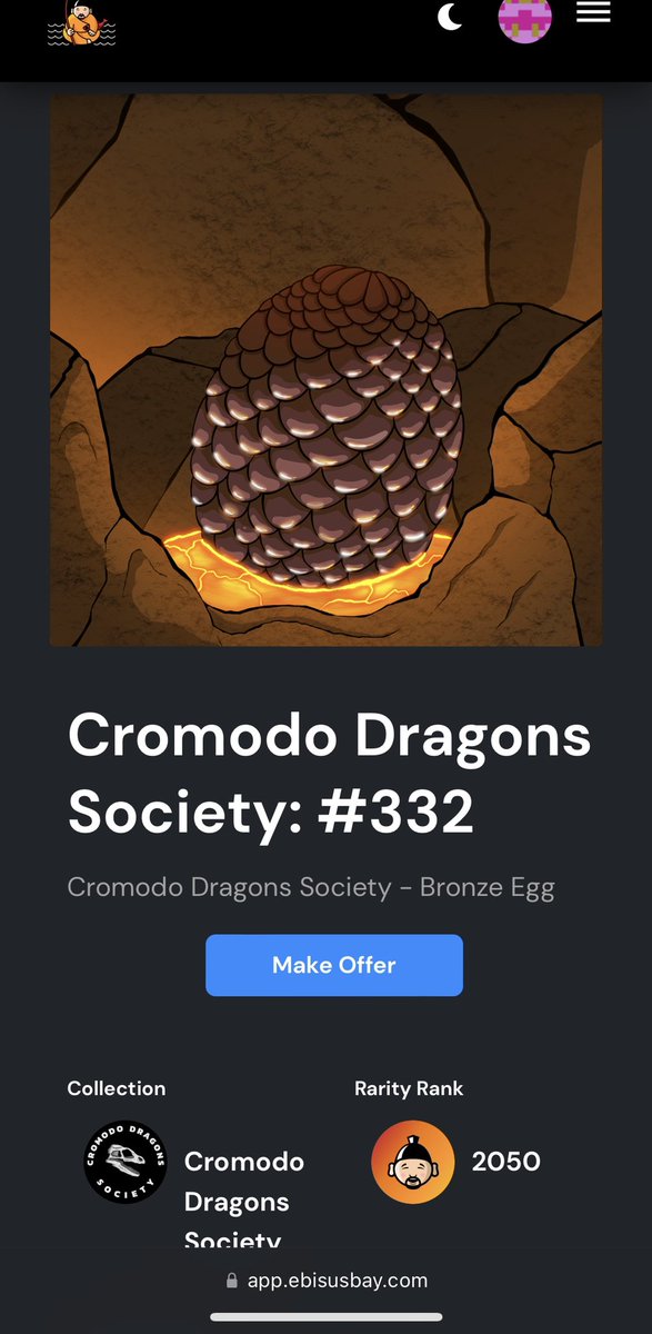 Just got this airdropped bronze egg from <a href="/CromodoDragons/">CromodoDragonsSociety</a> ! Can’t wait to hatch it to see what cromodo dragon I will receive!  Check them out at cromododragonsociety.com and join the discord discord.gg/r9UA9XQu   #Cro #crofam #NFT #nftcollector #FFTB