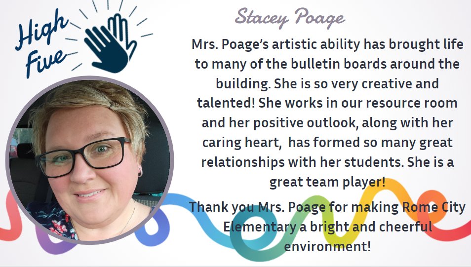 RomeCitySchool's tweet photo. Please go to Facebook and add comments with your appreciation for staff members. DON'T FORGET TO SHARE!!! https://t.co/kqtYGRKTQU https://t.co/gc4Lf6PB6f