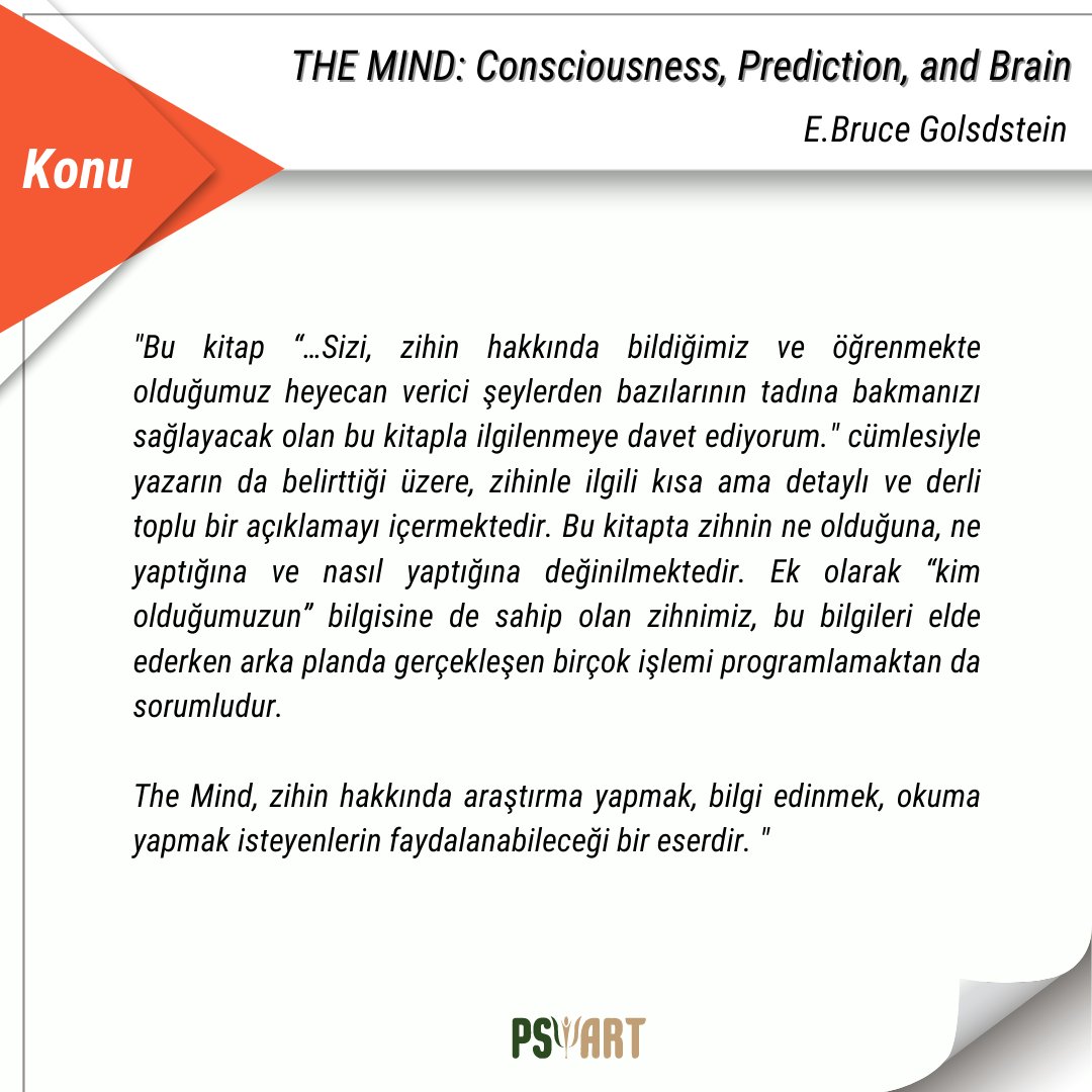 psiartorg's tweet photo. Kitap Köşesi’nde bu hafta: ‘’THE MIND: Consciousness, Prediction and Brain’’ https://t.co/VLC6l4RHjM