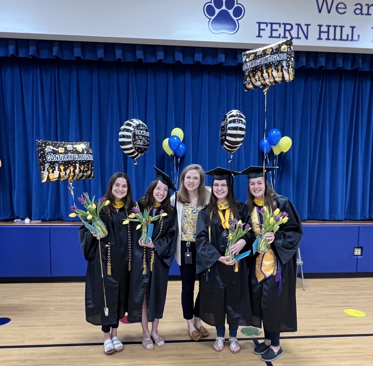 FernHillES's tweet photo. It was a great morning celebrating the newest teachers on the block! Congratulations on your WCU graduation, @ms_seamansclass @MsMcCullough__ @MsKlein27 @MsDempsey6! @WestChesterASD https://t.co/30UDPfS2wF