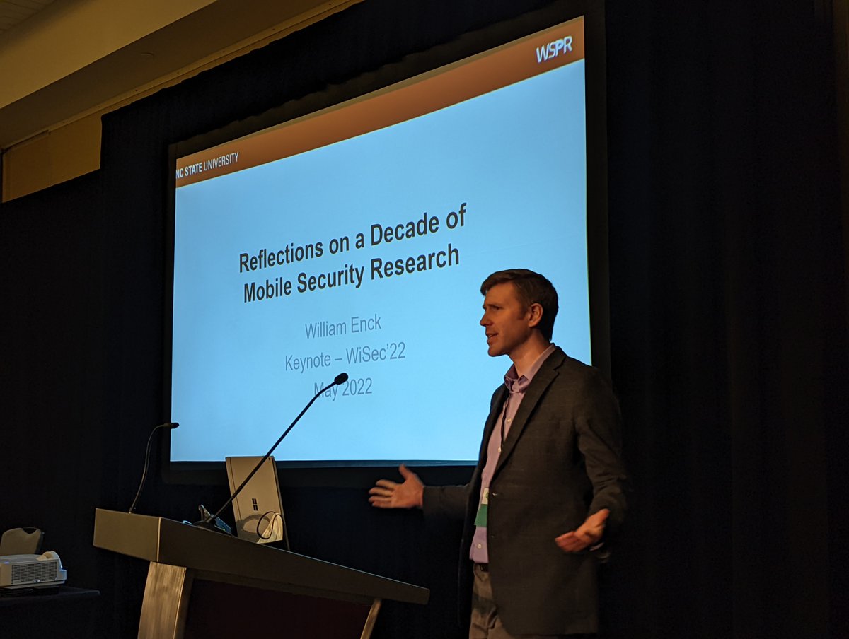 acm_wisec's tweet photo. Ongoing keynote talk by William Enck. Watch live stream: https://t.co/XaGdhiNwvH
#WiSec2022 https://t.co/aeq8bCfDfS