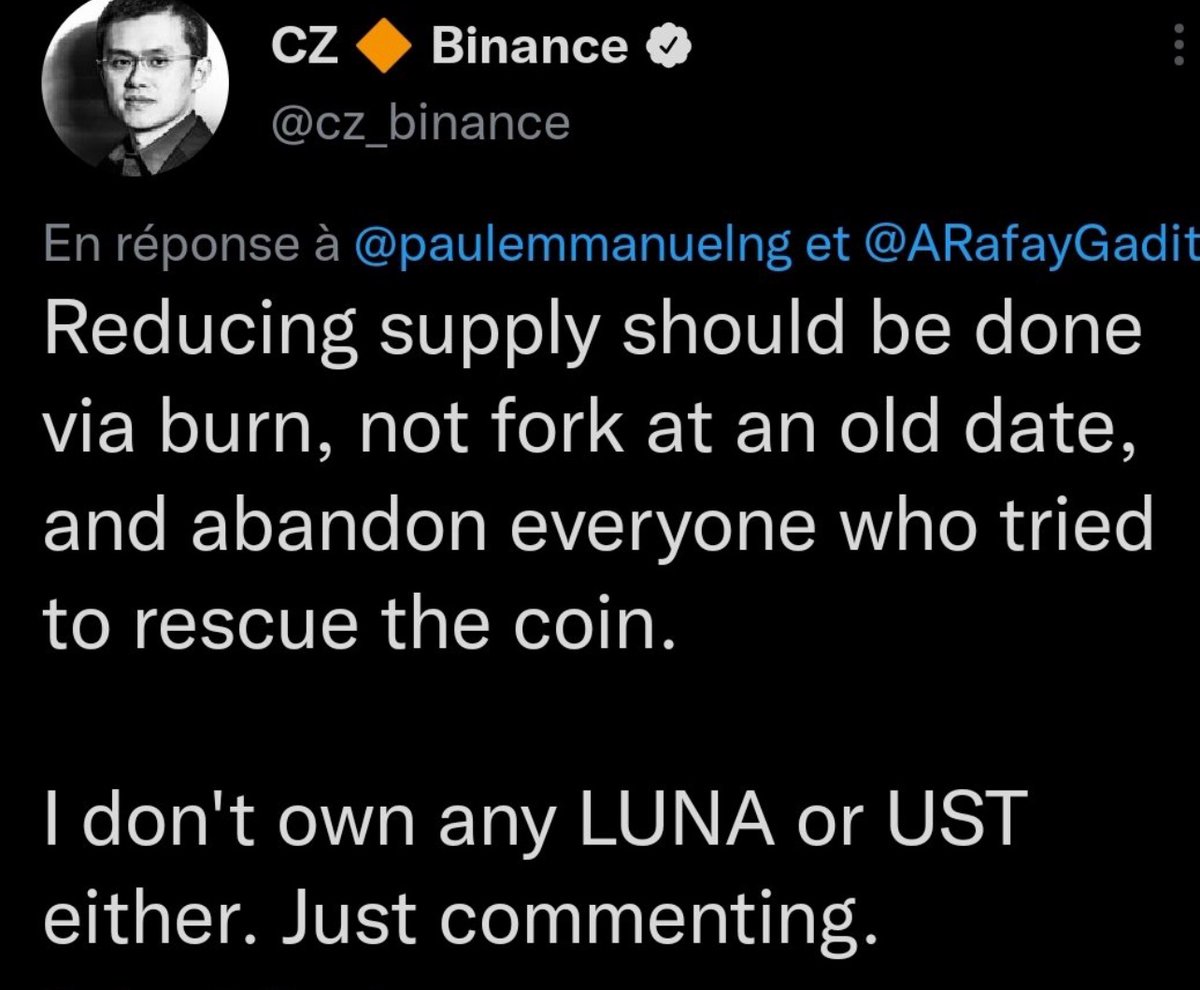 <a href="/stablekwon/">Do Kwon 🌕</a> Not best idea to have a new coin ! Reducing supply via burn and the community will stand by your side! #lunaterra #lunacoin #LUNAtics
