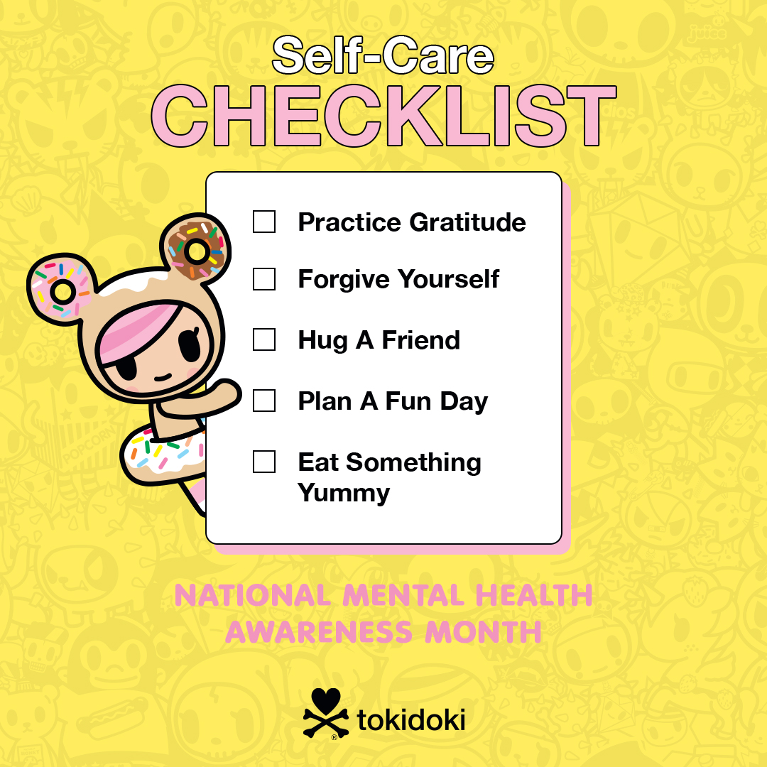 tokidoki's tweet photo. #tokidoki cares and wants to make sure you're feeling your best 😊 Take a moment to go through our #selfcarechecklist✅ and use these tips to help recharge your mind! 🔋✨ https://t.co/5v93CDUY91
