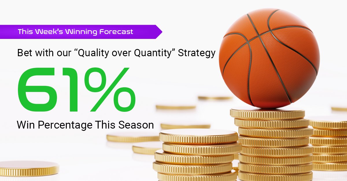 AlloySports's tweet photo. This week's #AlloyForecast: The "Quality over Quantity" strategy!
61% Win % ATS ✅
18% Return on Investment 💵
Great performance for slight favorites ATS 💪
What makes this strategy profitable? https://t.co/XHBvR6gSL8
#BuildWinRepeat #GamblingTwitter https://t.co/1bDOc2zLIv