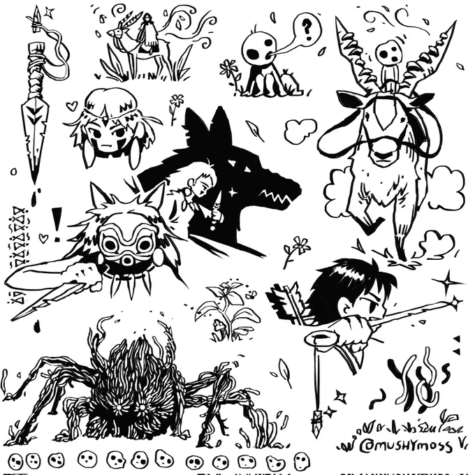 Princess Mononoke tattoo sheet ✒️ one of the best Ghibli films (whoops posted the wrong one) 