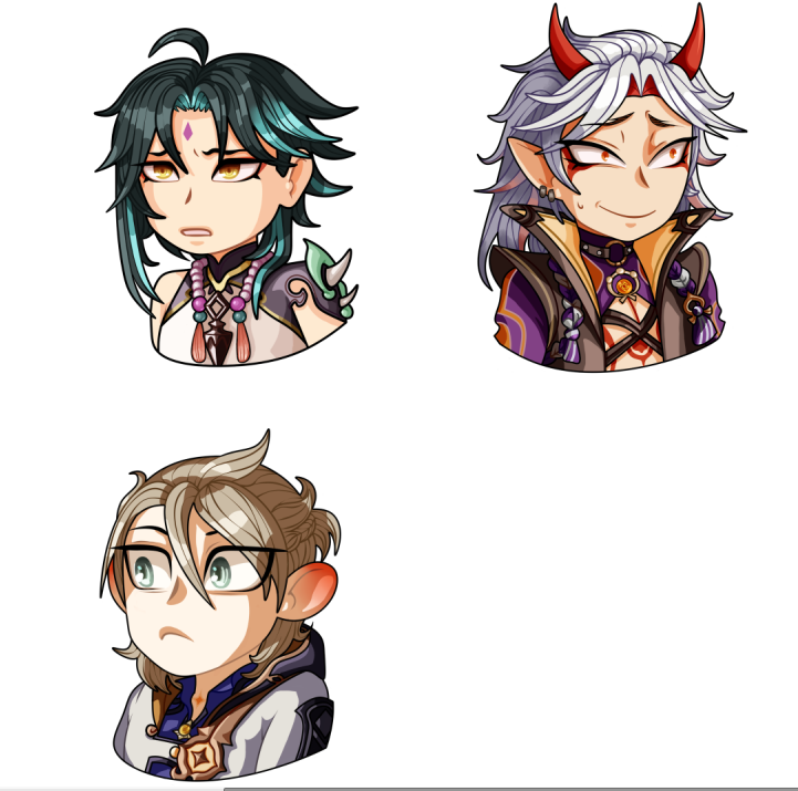 aqualient's tweet photo. #genhinimpact #fanart #albedo #itto #xiao #Stickers https://t.co/SAIe1ROFpi