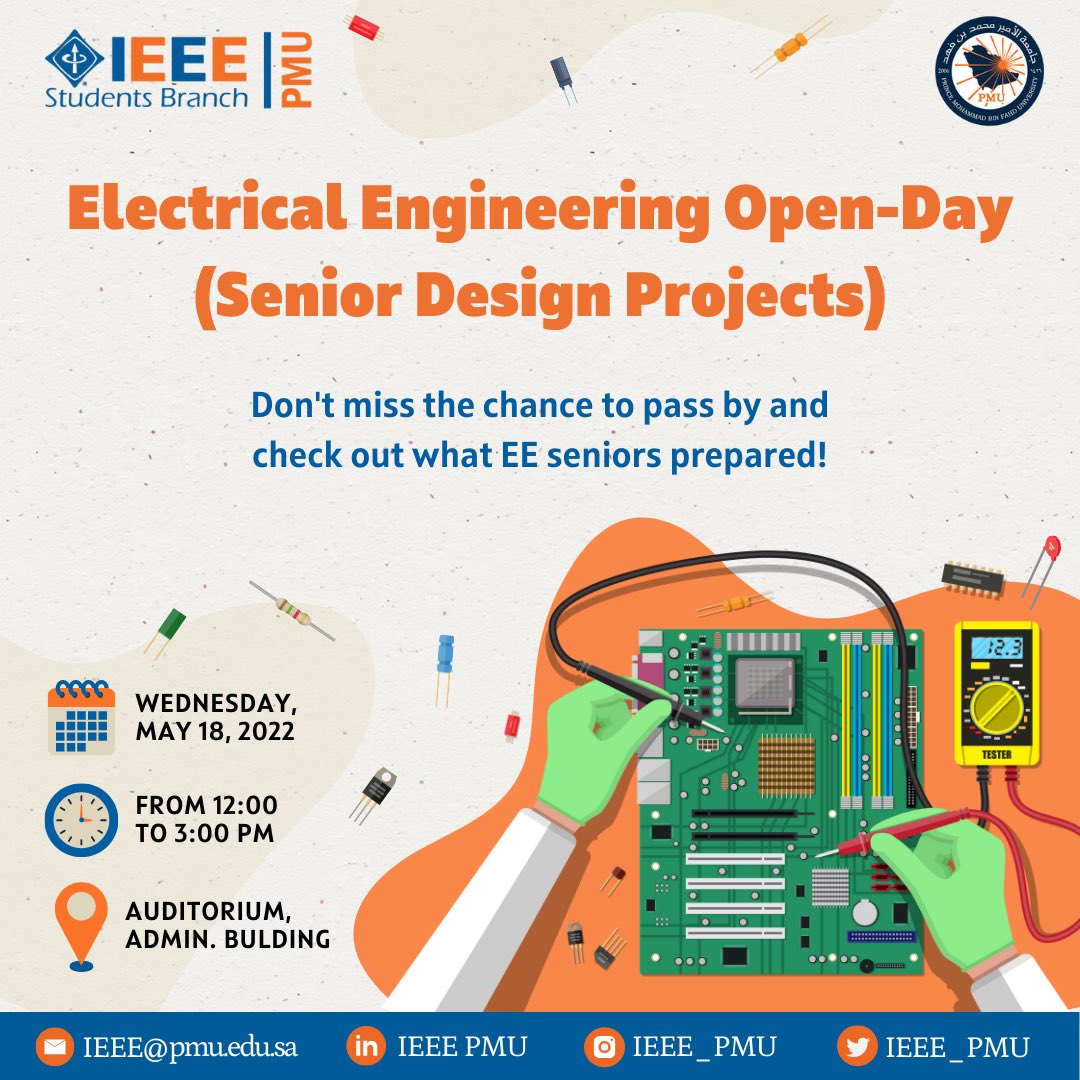 IEEE_pmu's tweet photo. We are delighted to announce that Electrical Engineering Open-Day will be held on May 18th, Wednesday! 

So enthusiastic to explore what EE Seniors have been prepared! https://t.co/a97bzG99gC