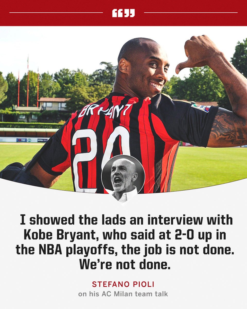 ESPNFC's tweet photo. AC Milan manager Stefano Pioli using Kobe Bryant to inspire his side to a first Serie A title in over a decade 💪 https://t.co/I7zvNWw4nn