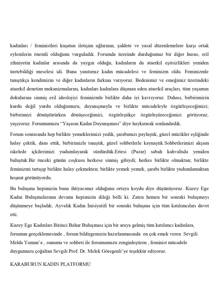 FOCABARISKADIN's tweet photo. Kuzey Ege Kadınları Bahar Buluşması Forum Bildirgesi.                 #yaşasınkadınlar.                                       #yaşasınkadındayanışması.                  @FOCABARISKADIN                                @esik_platform https://t.co/vUiTN2HyJc