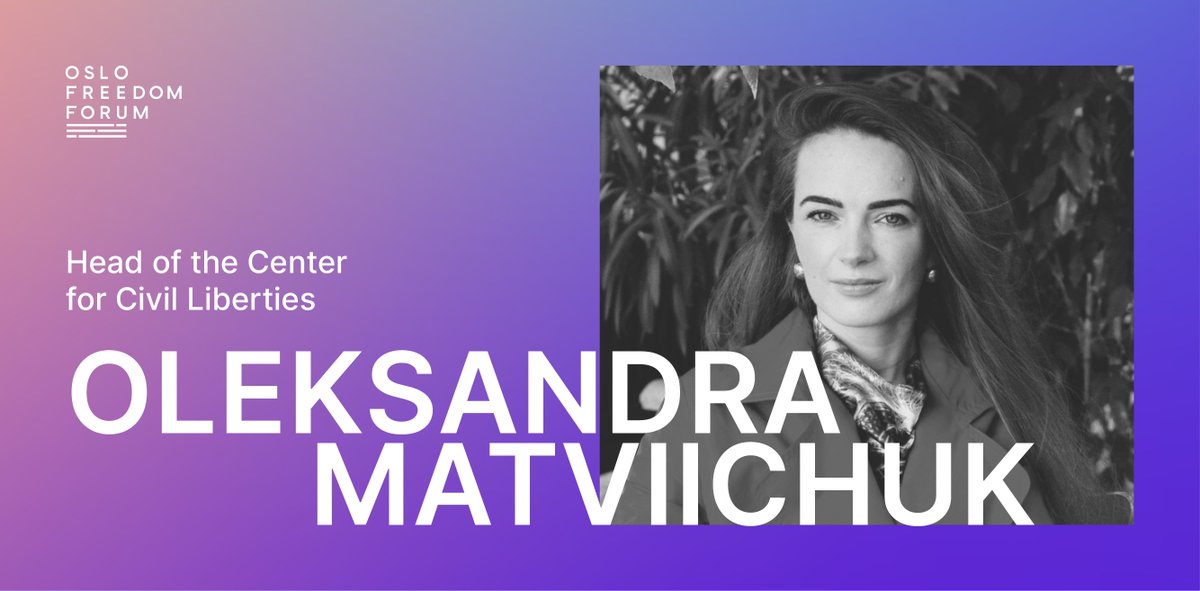 OsloFF's tweet photo. ✨@avalaina, the head of the Center For Civil Liberties and a human rights defender who works on issues in Ukraine and the OSCE region is taking the main stage next week at this year’s #OsloFF!

Register today to see her live: https://t.co/cuYox3Cokq https://t.co/IYE5AP5IeG