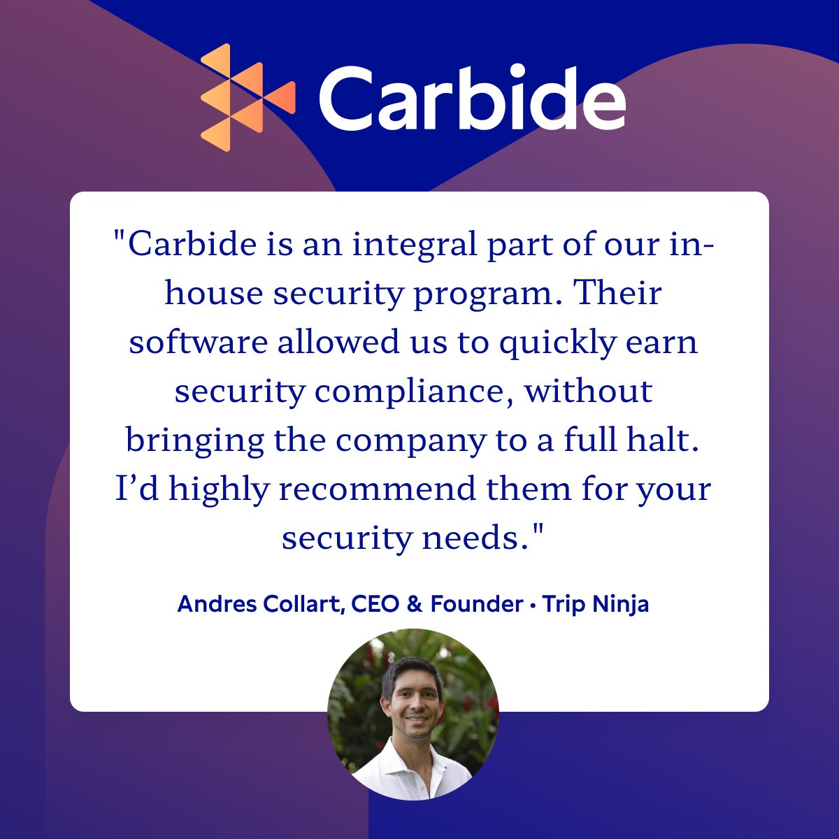 CarbideSecure's tweet photo. We're proud to have worked with the @trip_ninja team to help bolster their in-house security team, develop and implement a security program designed to scale with them as they grow, and achieve all necessary compliance. 

 #compliance #cybersecurity https://t.co/NByYFiST5u
