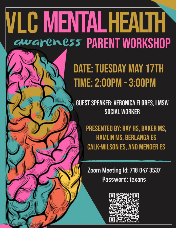 May is Mental Health Awareness Month. Our Ray VLC is offering a parent workshop tomorrow, May 17th. See details on flyer for more information 🧠😌 #MentalHealthAwarenessMonth