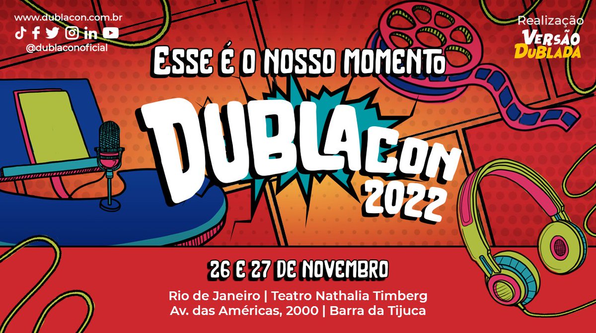 jusamaoficial's tweet photo. DUBLACON | EDIÇÃO DESTE ANO GANHA DATA E ACONTECERÁ DE FORMA PRESENCIAL NO RIO DE JANEIRO
https://t.co/mPbppaj2vk

#jusama #seuamigogeek #amigogeek #DublaCon #DBC22 https://t.co/2TseVpRD1j