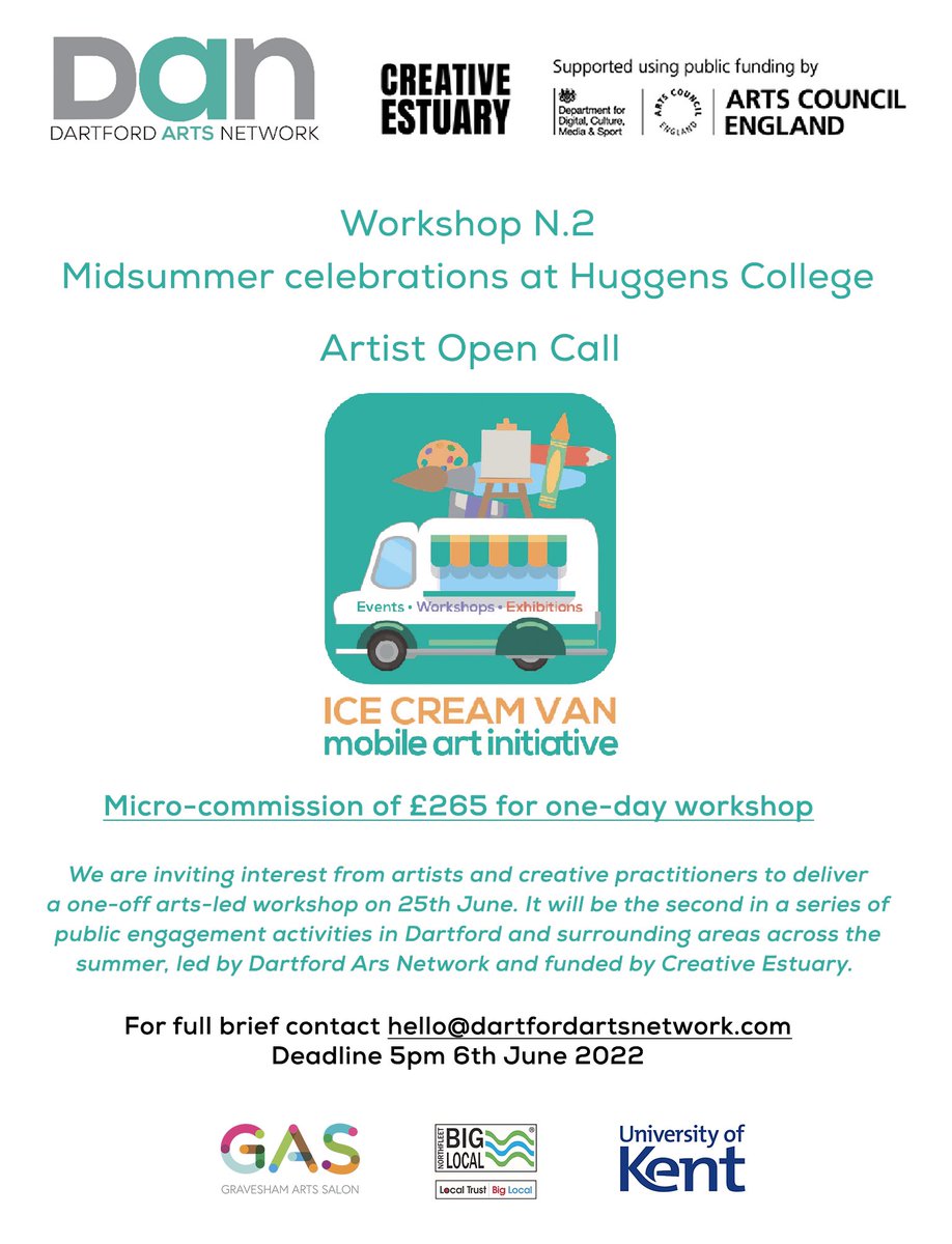 DartfordArts's tweet photo. Artist Open Call for proposals from creative practitioners to run this workshop. Deadline 5pm 6th Jun. More details:
https://t.co/kUDyMonDXO
#artistopencall #dartfordartsnetwork #creativepractitioners #opencall https://t.co/nelSYJxeEf