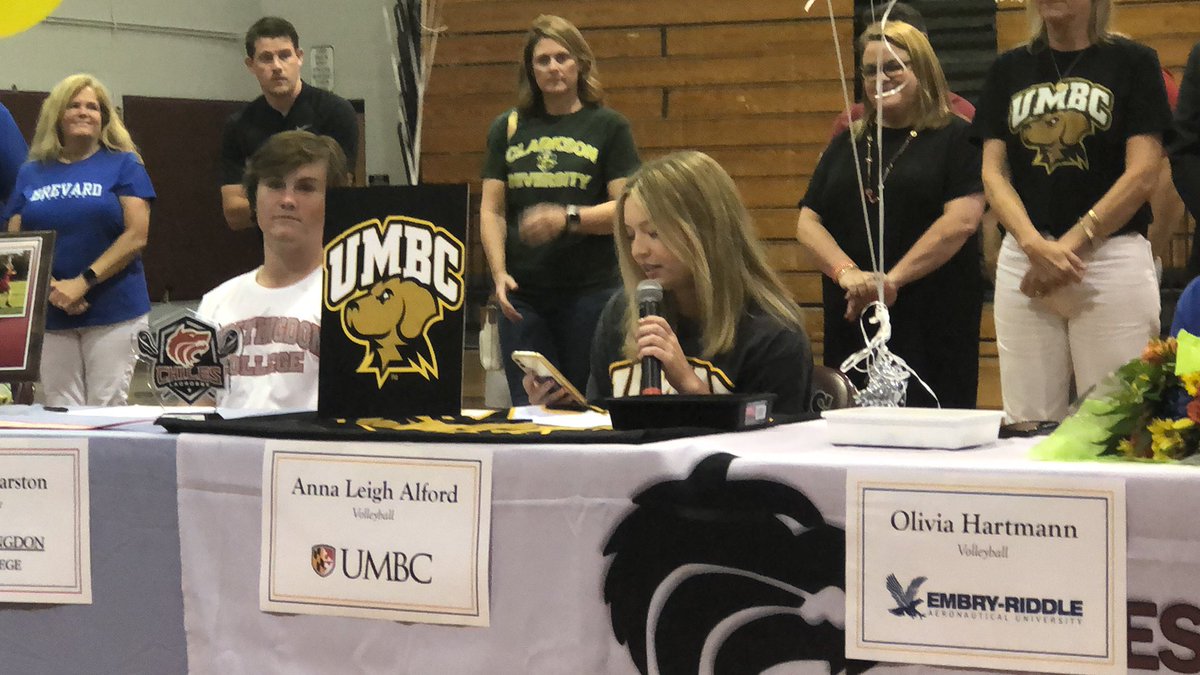 DomMirandaTV's tweet photo. Next, Anna Leigh Alford (daughter of @SeminoleAlford) who will be playing Volleyball at @UMBCAthletics @umbcvolleyball! Congratulations! https://t.co/5XYuXEgTIw