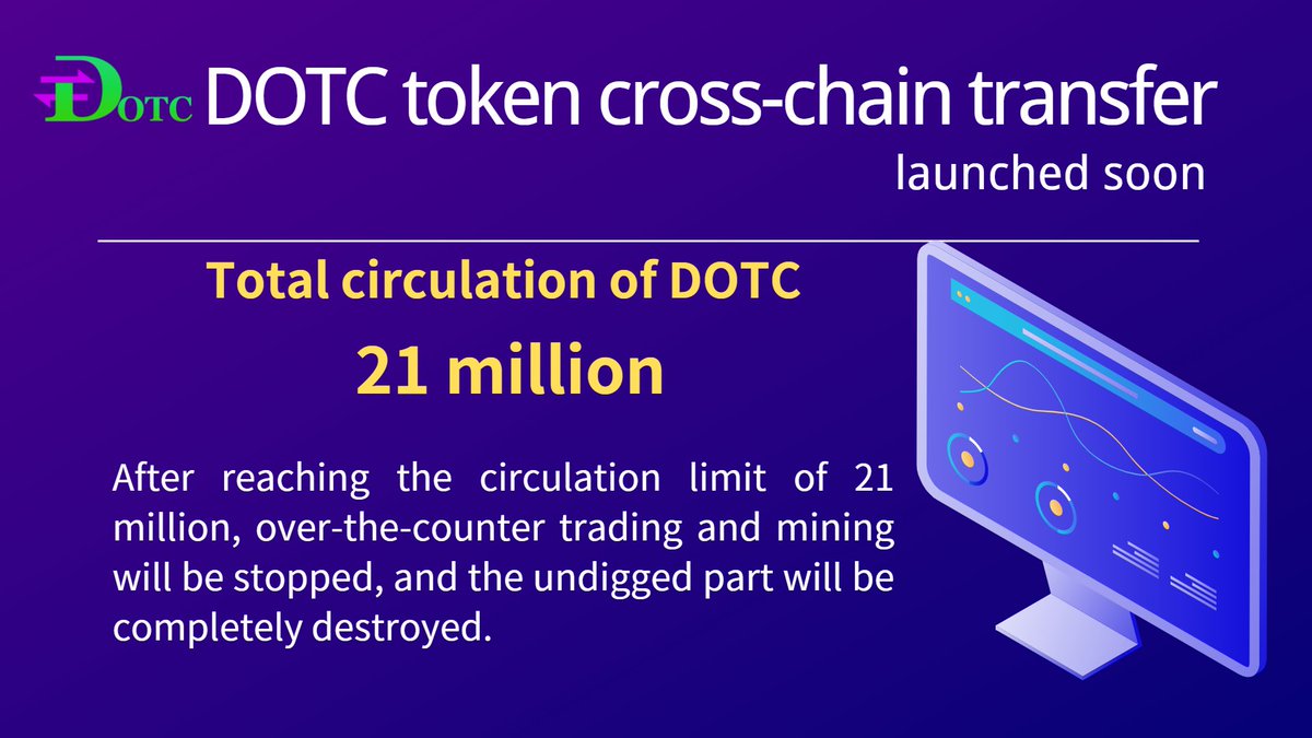 📢DOTC token cross-chain transfer
⚡️Launched Soon
💰Total circulation of DOTC: 21 million
TG（EN）:t.me/DOTCpro
TG（CN）:t.me/DOTC_PRO_CN
Website：dotc.pro

#Airdrop #Airdrops #USDT #BTC #BSC #ETH #TRON #OTC #DOTC #cryptocurrency #NFTartist #Web3
