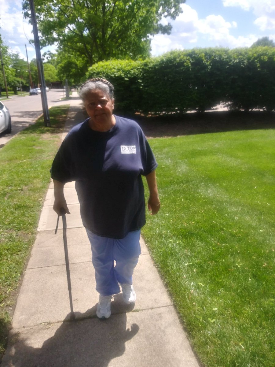 shadowspectre84's tweet photo. Proud moment, mom walking 2 blocks with a cane! Last year she could barely get around the block. https://t.co/ivEvBpHXwy