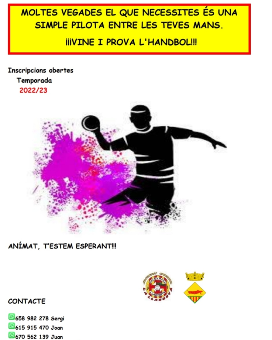 Si creus que el handbol és un esport que et pot agradar, contacta amb nosaltres!!!