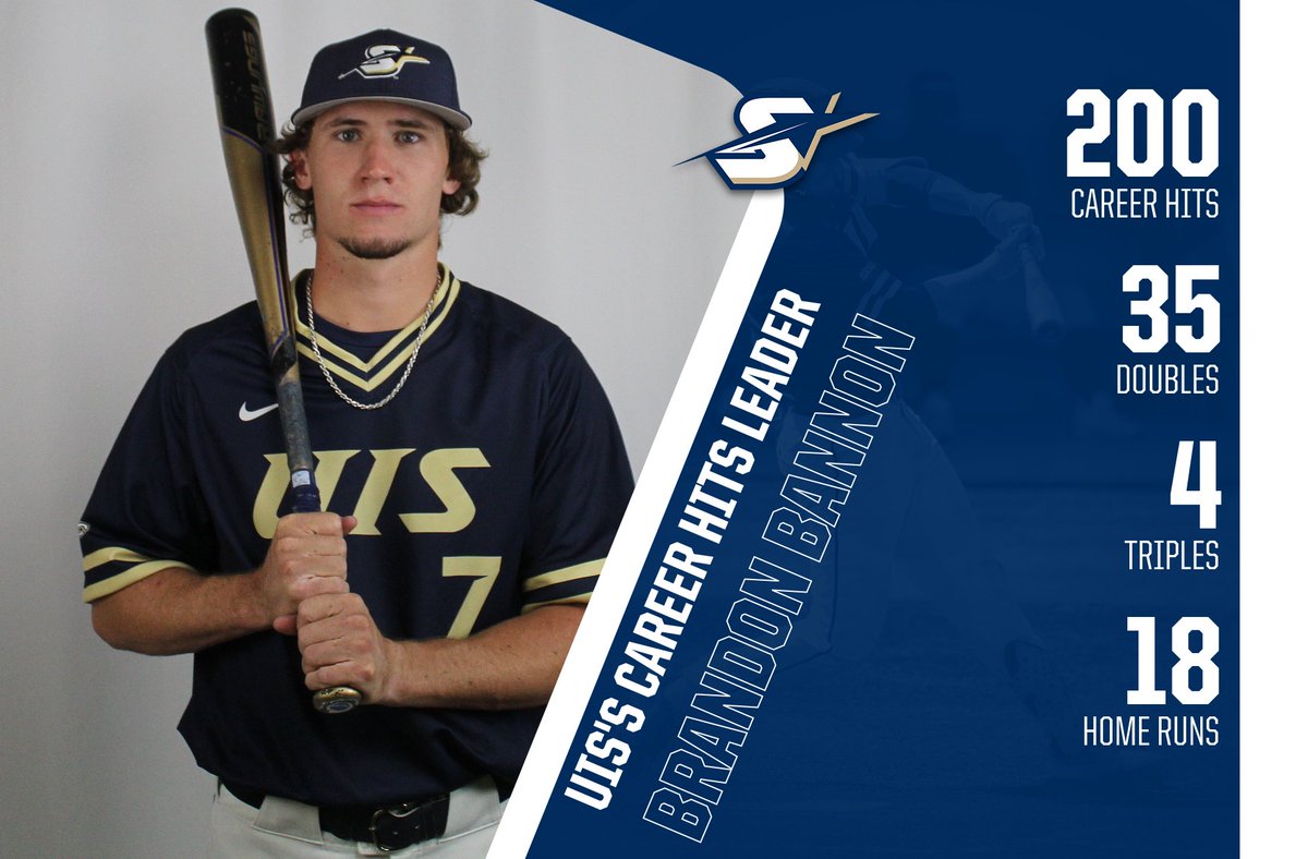 UISAthletics's tweet photo. Congratulations to @Baseball_UIS player Brandon Bannon who became the program's all-time hits leader yesterday. Bannon broke the previous record with a RBI single in the third, and then collected his 200th career hit in the ninth. https://t.co/eav2sQjuST