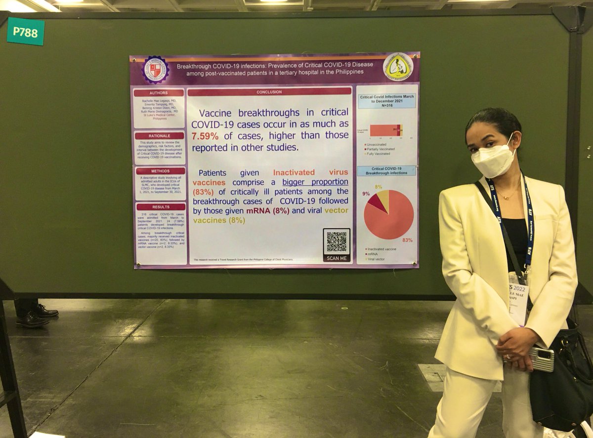 ipmfellows's tweet photo. Congratulations Dr Rachelle Mae Legaspi! Awesome poster ok breakthrough covid infection. Visit her at p788. #ATS2022 https://t.co/qnz3H5zdsE