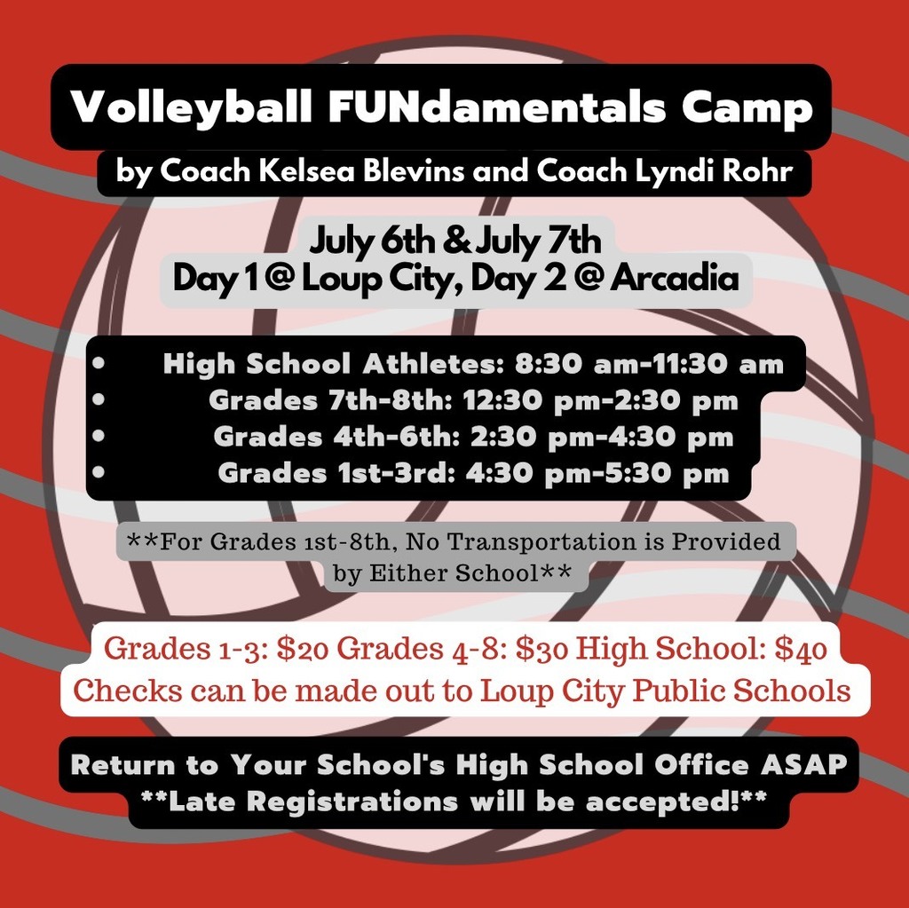 LoupCityPS's tweet photo. Attention all Elementary and High school volleyball players and parents! Please consider attending the Volleyball FUNdamentals Camp on July 6th &amp; 7th! We hope to see all of you there! https://t.co/Lit96QoVeT