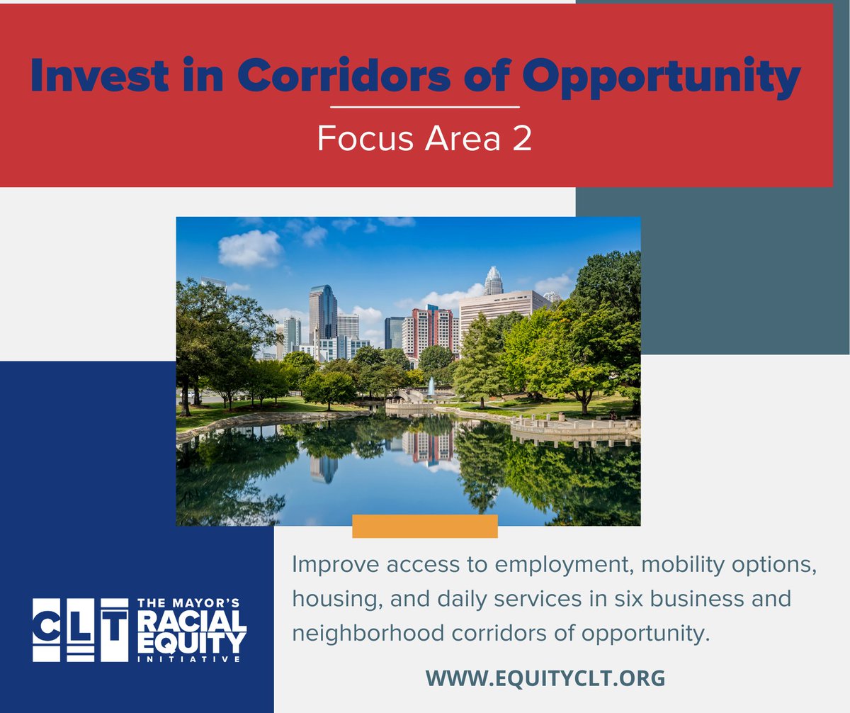 EquityCLT's tweet photo. Focus area two of the Mayor's Racial Equity Initiative is Investing in Corridors of Opportunity. Learn more at https://t.co/OsRSDH2iRz or through this video https://t.co/vpTpTXo95S

#racialequity #equity #MREI #MayorsRacialEquityInitiative #Charlotte  #equityclt https://t.co/APcdVE0NmD