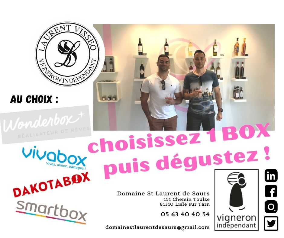 domainesls's tweet photo. [ ACTU / 🎁 IDÉE CADEAU 🎁 CHOISISSEZ VOTRE BOX &amp; DÉGUSTEZ ]
Offrez un #ecoffret #smartbox #wonderbox #vivabox #dacotabox
Merci à #SamiSac &amp; #TonyDia pour leur bonne humeur
#degustation #vins #bonscadeaux #cadeaux #gaillac #occitanietourisme #tarn #vignobles #vigneronindependant https://t.co/j2nvv7GG8s