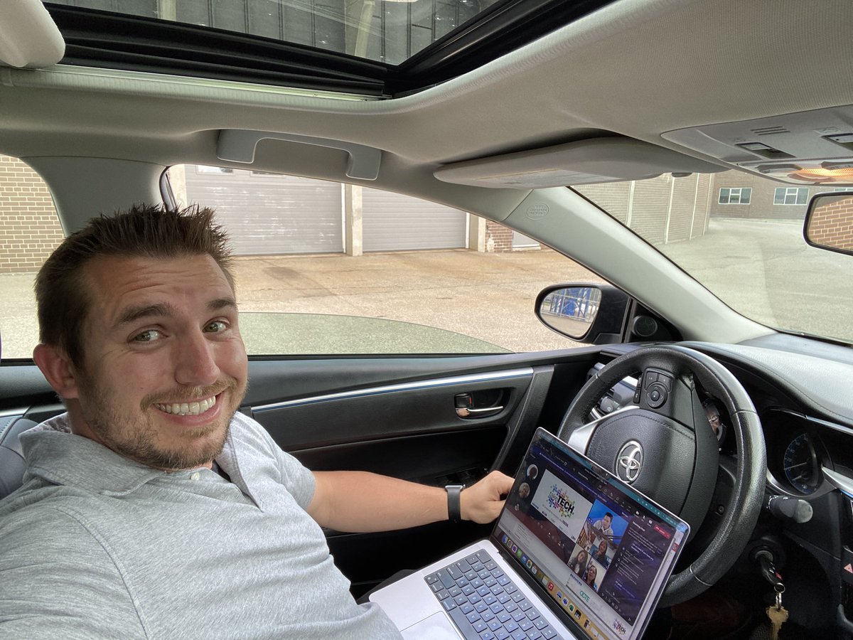 LBramer's tweet photo. It’s been a busy launch day for #TakeTech!  So many schools logging in to the speaker series!!!  Finishing strong and logging in (parked) from the mobile office @Dundas_ValleySS for @HWDSB #TakeTech Monday Q&amp;A!  #BePreparedForSuccess.  Thanks @Sam_Demma, #DivyaPatel #LeahFollett https://t.co/Td9ux27p0y