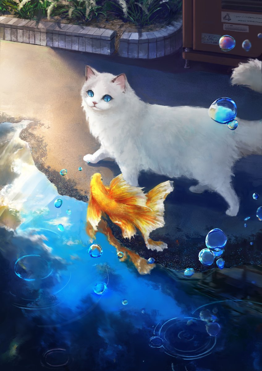 yuuzui63's tweet photo. 雨のち晴れ

#雨のち晴れ #風景 #猫 #魚 #猫と魚 #イラスト #風景イラスト #散歩 #walk #scenery #silverlining #cat #fish #digitalpainting #digitalillustration #fantasyillustration https://t.co/lsOfD66KJB