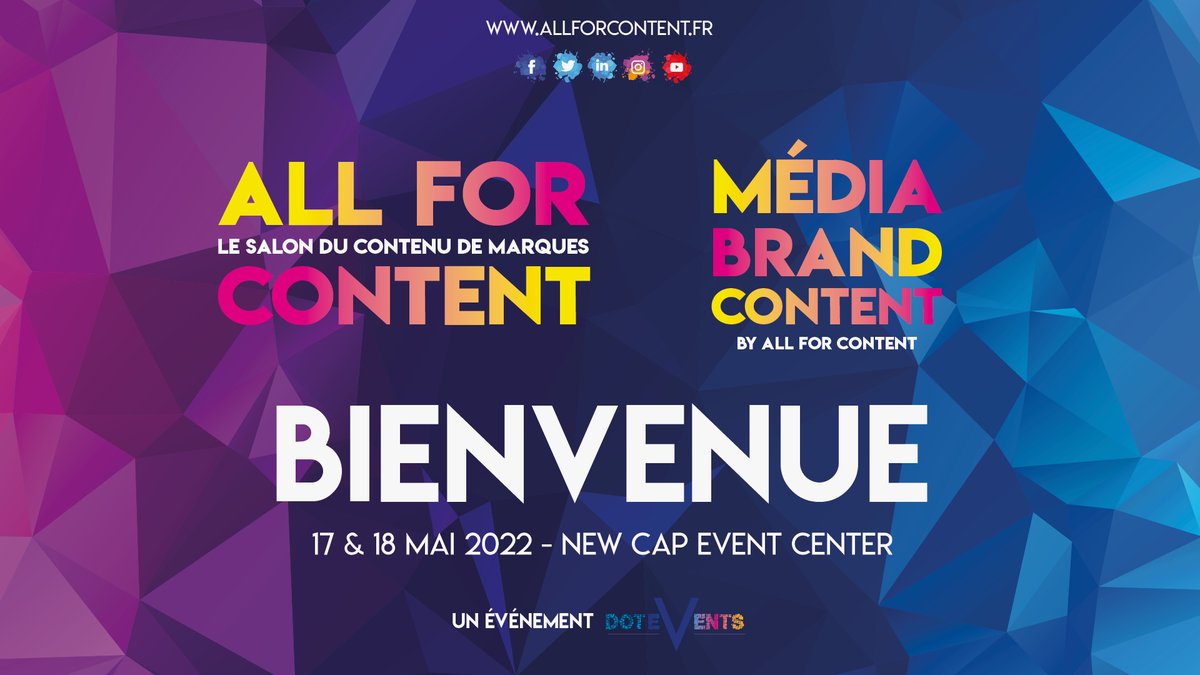 📢Notre 4e édition #allforcontent ouvre ses portes
Hâte de vous y retrouver
Inscriptions toujours ouvertes
>Inscrivez-vous bitly.ws/ow6H
>Imprimez votre badge
>RDV au NCEC: 2J dédiés au #contenu
#eventprofs #brandcontent #contentfactory #marques #médias #régies #agences