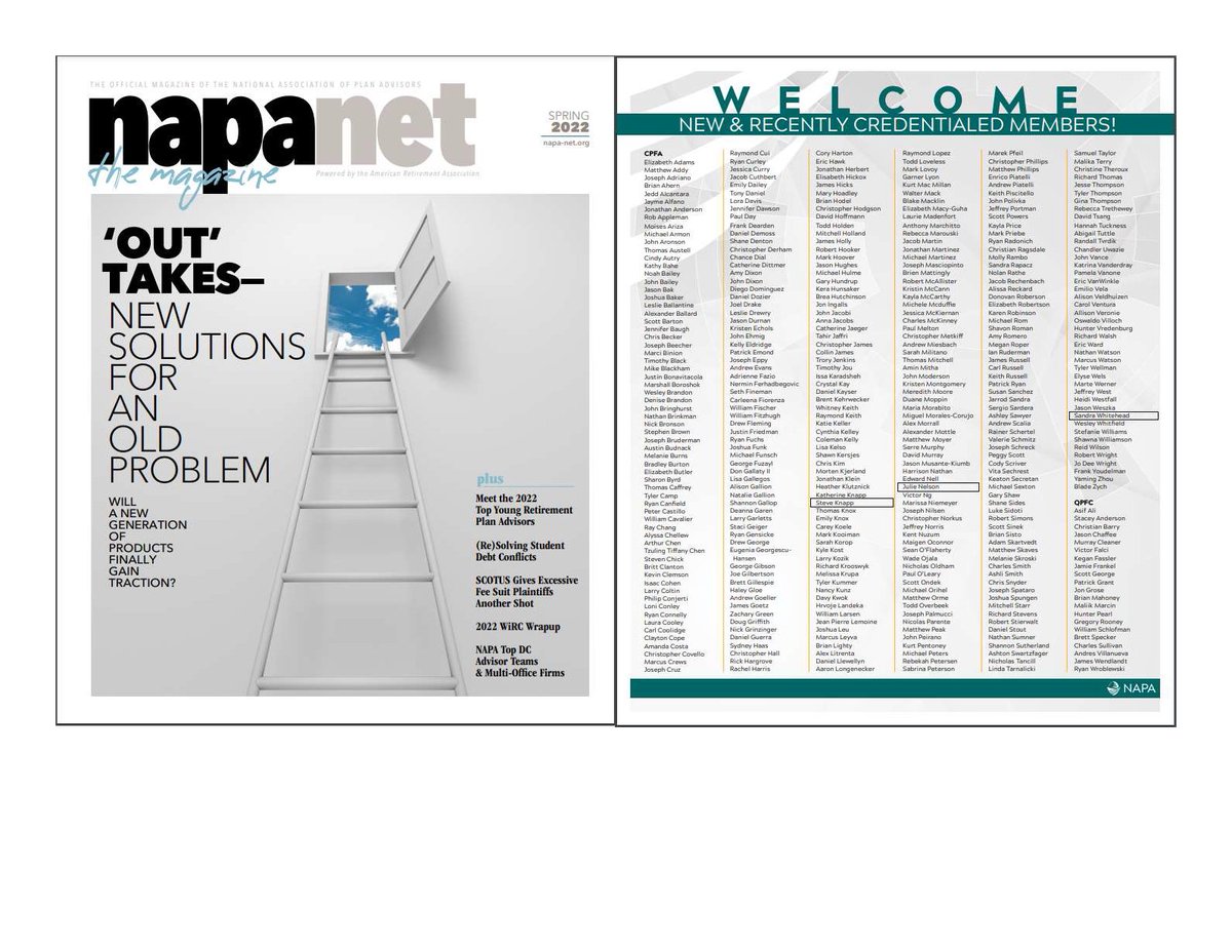 TheOlsonGroup's tweet photo. Shout Out to Julie Nelson, Sandy Whitehead AIF® CPFA, and Steve Knapp, CPFA® on being named the newest members of @NAPA401K. What an honor!
#workinghard #TOG #congrats https://t.co/GeLf459YuV