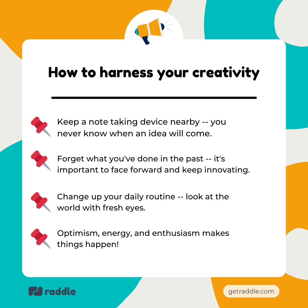 Everyone has their own creative process, so try to add habits that will help you exercise your creative muscle! ✨💪🏼

#ideasworthsharing #creativemuscle #raddle #teamwork #skills #betterbusiness #brainstormingtips #brainstorming #marketing #coworking