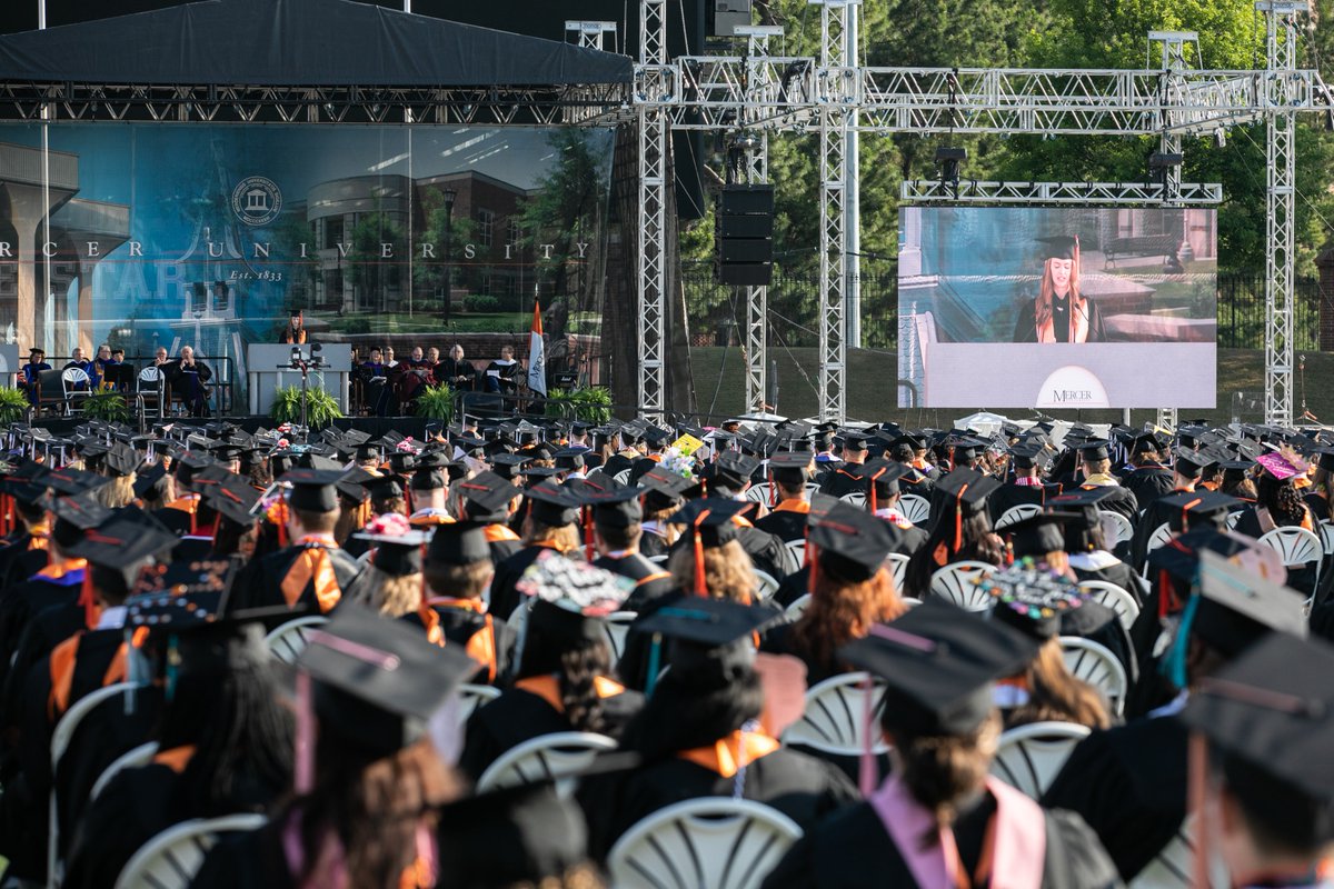 MercerYou's tweet photo. Mercer celebrated the last of its 2022 graduates this morning during a sunny ceremony on the Macon campus. A huge congrats to our Class of 2022! #Mercer2022 https://t.co/Wn8wVWL6wh