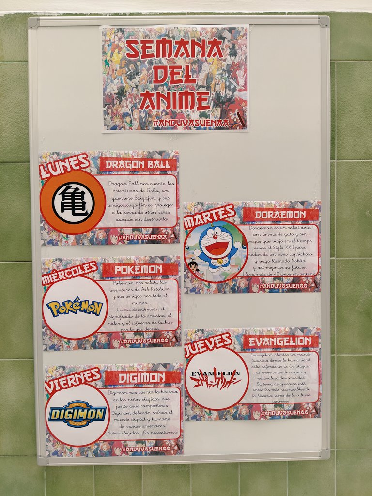 colegioAnduva's tweet photo. 🇯🇵 おはようみんな~

🎵 Esta semana #AnduvaSuenaA Japón y más concretamente a openings de series anime. Un exponente de su cultura que ha recorrido todo el mundo.

@Doraemon_es_ @DB_official_en @Pokemon_ES_ESP @evangelion_co #Digimon @JapanEmb_Spain https://t.co/inVRjso7n1