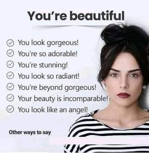 AcademicEnglis9's tweet photo. Expand you  #vocabulary and learn other ways to say “ you’re beautiful”😍 🤩

#English  #EnglishLanguage #englishlearning https://t.co/A1fJEDDSoE