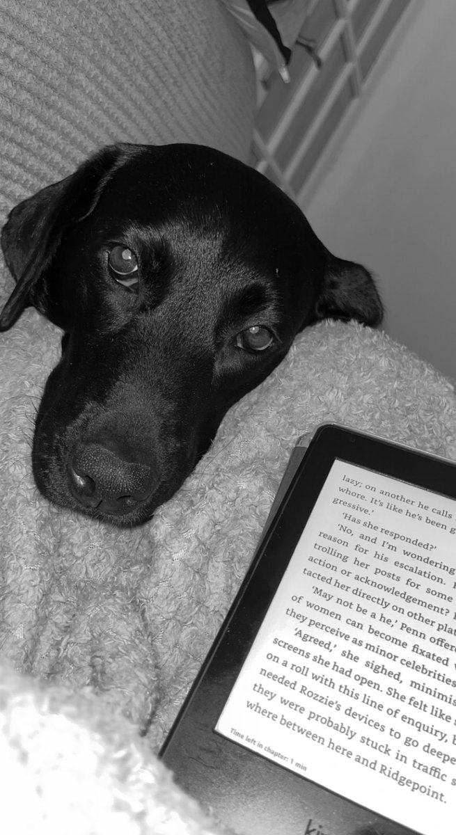JessicaEmiliou's tweet photo. Me and the doggo enjoying the new DI Kim Stone book, finished in one sitting🤣👮🏽‍♀️ 

No one writes a story like @WriteAngie ! Hopefully there’s more to come..?!👀 https://t.co/OO7RveLiJ4