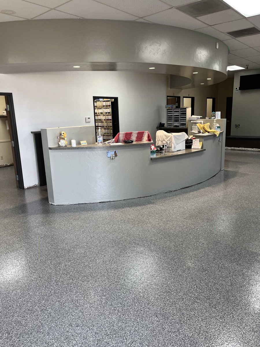 EpoxyArizona's tweet photo. Commercial strength #epoxy #flooring for this amazing @ABC Pet Clinic’ they wanted a beautiful color for their new office renovation :) give us a call for al your #concrete #epoxy #flooring projects. 
Call NOW for Special Pricing ☎️ 520-549-7772 https://t.co/1vpthhBIrL
