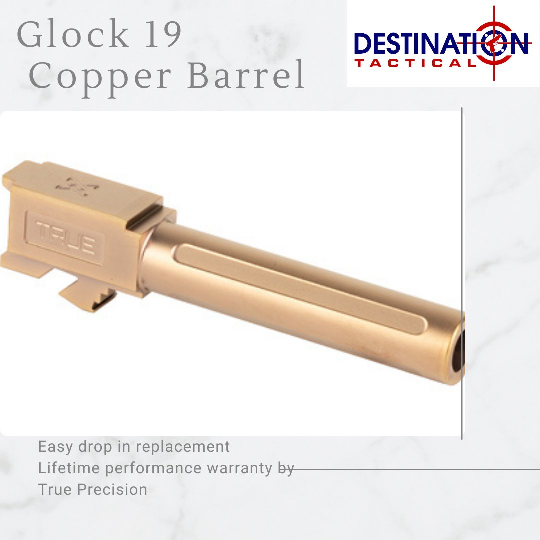 DestinationTact's tweet photo. This Glock 19 copper barrel is a great way to customize and upgrade. Improve accuracy with this easy DIY upgrade. Check our site for barrels for most makes and models. 

https://t.co/k3z88o6ssJ

#glock #g19 #gunparts #gunfanatics #glock19 #trueprecision #trueprecisionbarrel https://t.co/G7q3MsG1gH