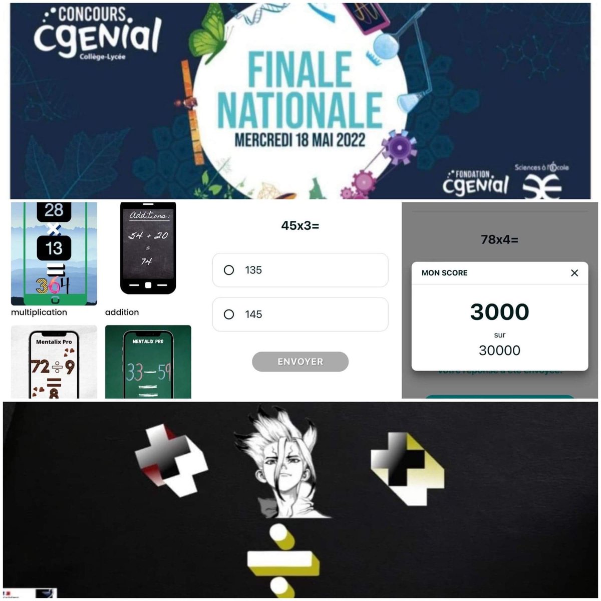 adelinelong50's tweet photo. J-2 avant la #finale du 18 mai #concoursCGenial2022! 🤞🏻👏Votez pour l’application smartphone de calcul mental créée par les élèves de @1AgoraMermoz du lycée @MermozLycee de l’ @ac_normandie ! On compte sur vous 🙏🥰@Fond_CGenial @Sciences_Ecole https://t.co/CXJEvqtm8N