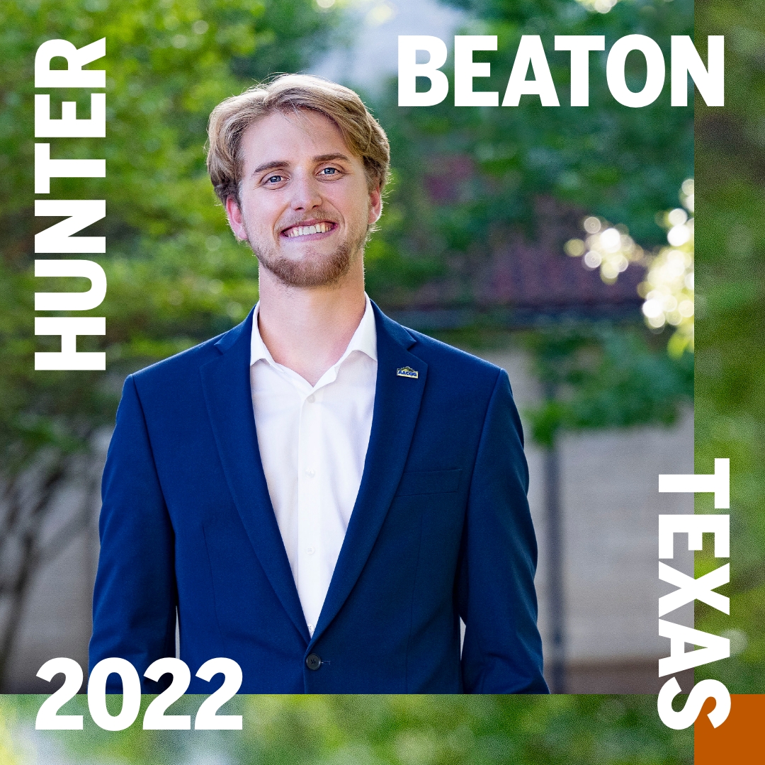 UT senior Hunter Beaton. Text from top left corner reads "Hunter Beaton Texas 2022"