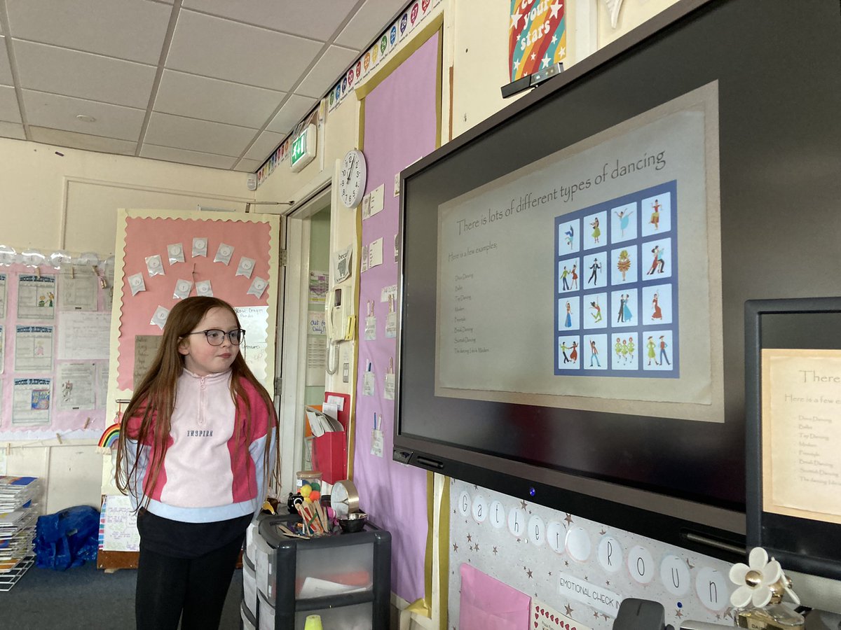 MissBinnieP1B's tweet photo. We heard another presentation on Friday afternoon! This young person told us all about dance and we were so interested to learn more! 🕺🏼 thank you so much for sharing 💛 https://t.co/EonmHqzOWR